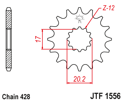 JT SPROCKETS gear wheel JTF1556.12 (spain, 206412jt)